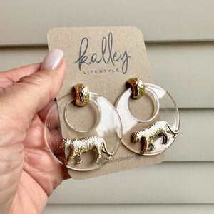 Gold Tiger Acrylic Disc Earring