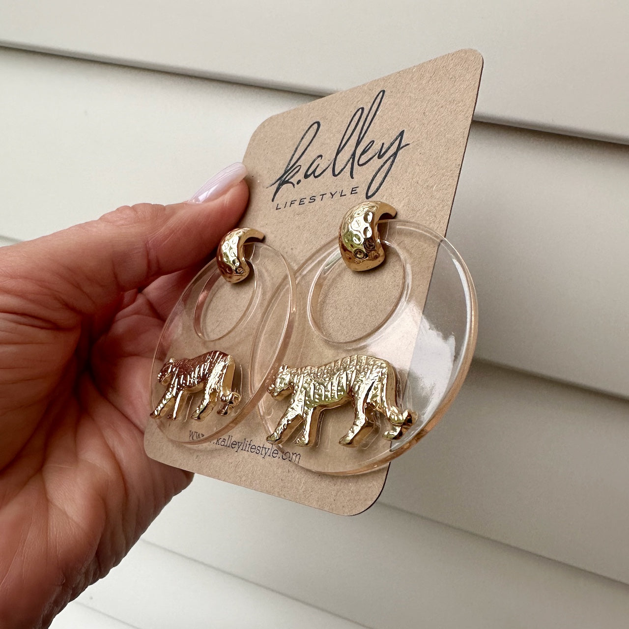 Gold Tiger Acrylic Disc Earring