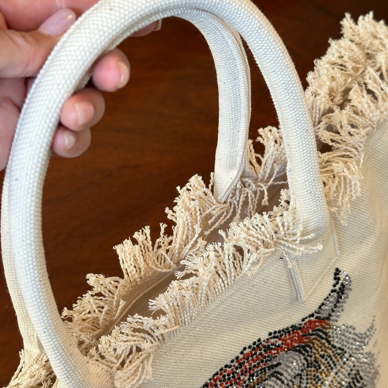 Rhinestone Chic Tiger Frayed Tote (2 Color Options)