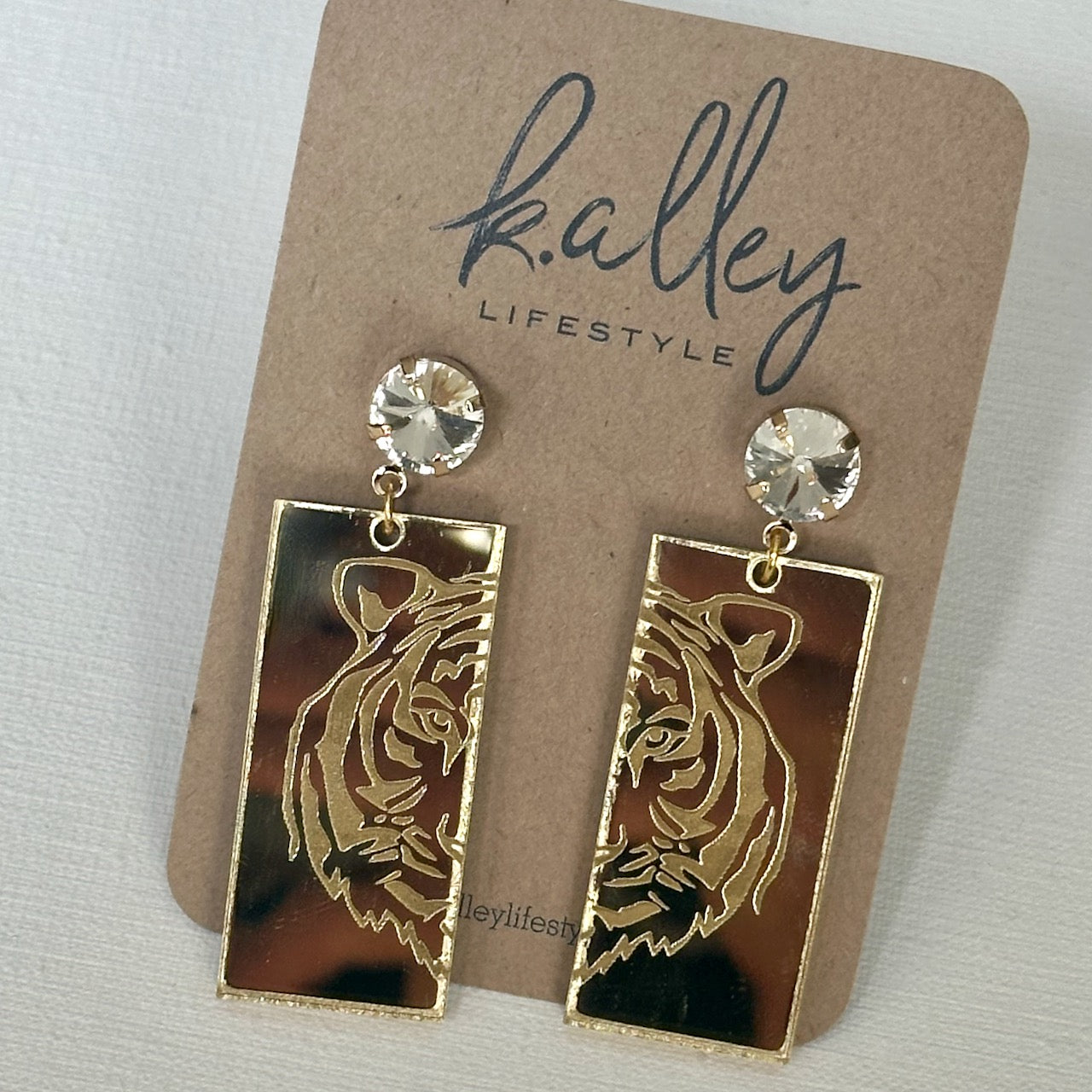 Half n' Half Acrylic Tiger Face Earrings