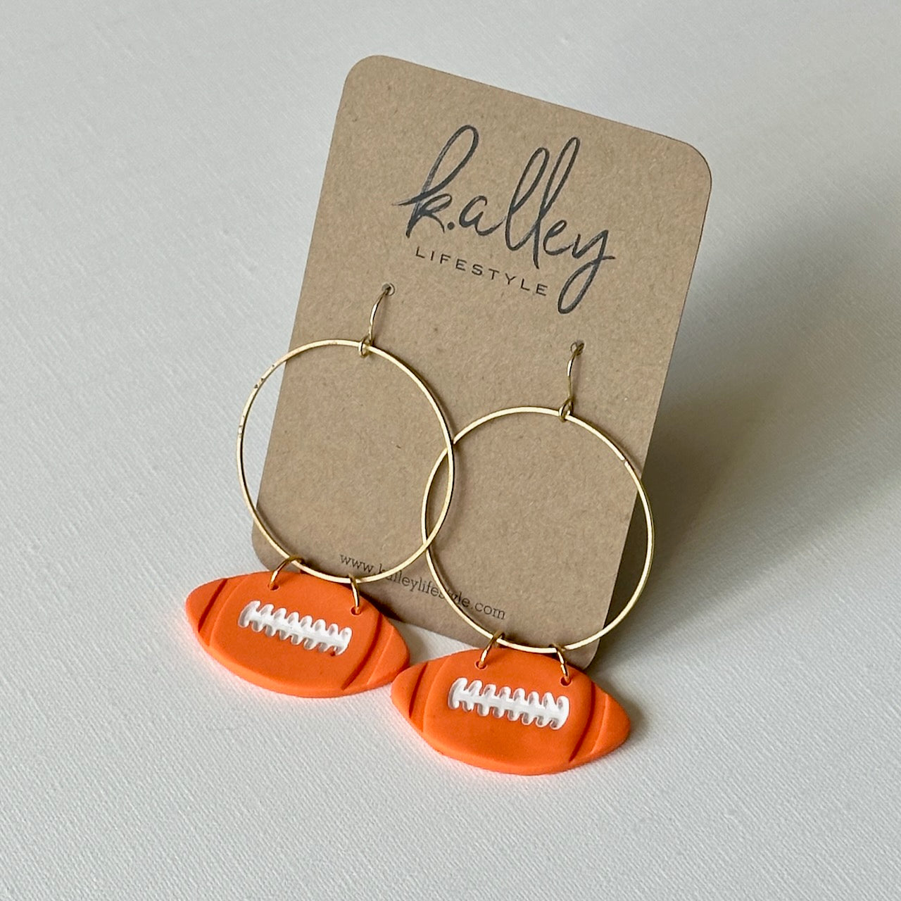 Orange Football Earring