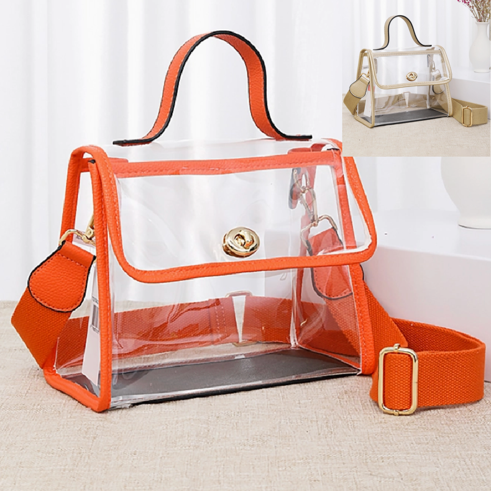 Clear Orange Double Handle Bag (2 color ways)